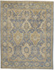 12' X 15' Blue Gold And Tan Wool Floral Hand Knotted Stain Resistant Area Rug With Fringe