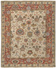 4' X 6' Ivory Red And Blue Wool Floral Hand Knotted Stain Resistant Area Rug