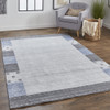 5' X 8' Gray Blue And Black Wool Hand Knotted Stain Resistant Area Rug