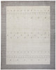 9' X 12' Ivory And Gray Wool Hand Knotted Stain Resistant Area Rug