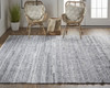 5' X 8' Gray And Ivory Striped Hand Woven Stain Resistant Area Rug