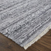 5' X 8' Gray And Ivory Striped Hand Woven Stain Resistant Area Rug