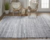 10' X 14' Gray And Ivory Striped Hand Woven Stain Resistant Area Rug