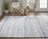 5' X 8' Gray Silver And Ivory Striped Hand Woven Stain Resistant Area Rug