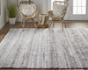 8' X 10' Taupe Ivory And Red Striped Hand Woven Stain Resistant Area Rug