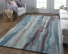 4' X 6' Blue Red And Ivory Wool Abstract Tufted Handmade Stain Resistant Area Rug