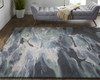 5' X 8' Green Blue And Black Wool Abstract Tufted Handmade Stain Resistant Area Rug