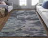 2' X 3' Green Blue And Black Wool Abstract Tufted Handmade Stain Resistant Area Rug