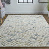 2' X 3' Gray And Ivory Wool Geometric Handmade Area Rug