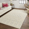 10' X 14' Ivory Blue And Tan Wool Geometric Tufted Handmade Stain Resistant Area Rug