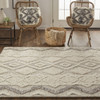 8' X 10' Ivory Taupe And Gray Wool Geometric Tufted Handmade Stain Resistant Area Rug