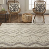 12' X 15' Ivory Taupe And Gray Wool Geometric Tufted Handmade Area Rug