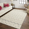 8' X 10' Ivory And Black Wool Geometric Tufted Handmade Stain Resistant Area Rug
