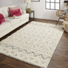 9' X 12' Ivory And Black Wool Geometric Tufted Handmade Stain Resistant Area Rug