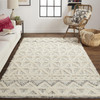 10' X 14' Ivory And Black Wool Geometric Tufted Handmade Stain Resistant Area Rug