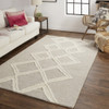 12' X 15' Gray And Ivory Wool Geometric Tufted Handmade Area Rug