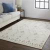 9' X 12' Ivory Tan And Silver Wool Geometric Tufted Handmade Stain Resistant Area Rug
