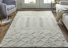 9' X 12' Ivory Taupe And Tan Wool Geometric Tufted Handmade Stain Resistant Area Rug