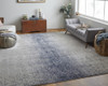 7' X 10' Ivory And Blue Abstract Power Loom Area Rug