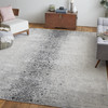 9' X 12' Ivory Gray And Black Abstract Power Loom Area Rug