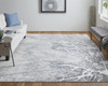 9' X 12' Gray Silver And Ivory Abstract Power Loom Area Rug