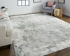 2' X 3' Green Gray And Ivory Abstract Distressed Stain Resistant Area Rug