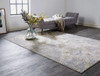 4' X 6' Ivory Silver And Gold Abstract Area Rug