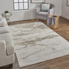 10' X 13' Ivory Tan And Gray Abstract Stain Resistant Area Rug