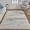 12' X 15' Ivory Tan And Gray Abstract Area Rug