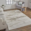 12' X 15' Ivory Tan And Gray Abstract Area Rug