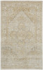 5' X 8' Ivory And Gold Floral Stain Resistant Area Rug