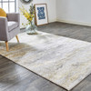 10' X 13' Gold Gray And Ivory Abstract Stain Resistant Area Rug