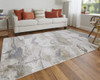 12' X 15' Gray Ivory And Gold Abstract Stain Resistant Area Rug