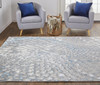 8' X 11' Blue Silver And Gray Geometric Stain Resistant Area Rug