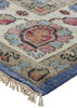 10' X 13' Blue And Red Wool Floral Hand Knotted Stain Resistant Area Rug