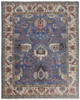 12' X 15' Blue And Red Wool Floral Hand Knotted Stain Resistant Area Rug