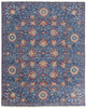 12' X 15' Blue And Red Wool Floral Hand Knotted Stain Resistant Area Rug