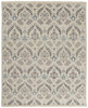 5' X 8' Ivory Gray And Blue Wool Floral Hand Knotted Stain Resistant Area Rug