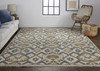 5' X 8' Ivory Gray And Taupe Wool Floral Hand Knotted Stain Resistant Area Rug
