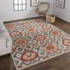 5' X 8' Orange And Gray Wool Floral Hand Knotted Stain Resistant Area Rug