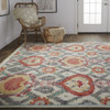 9' X 12' Orange And Gray Wool Floral Hand Knotted Stain Resistant Area Rug