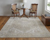 9' X 12' Brown Ivory And Tan Floral Power Loom Distressed Area Rug