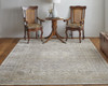 10' X 14' Tan Brown And Ivory Floral Power Loom Distressed Area Rug