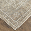 10' X 14' Tan Brown And Ivory Floral Power Loom Distressed Area Rug