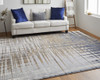 8' X 10' Blue Orange And Gray Abstract Power Loom Area Rug