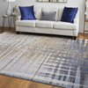 8' X 10' Blue Orange And Gray Abstract Power Loom Area Rug