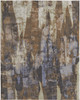 9' X 12' Brown Blue And Ivory Abstract Power Loom Distressed Area Rug