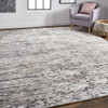 2' X 3' Gray Blue And Silver Wool Abstract Hand Knotted Area Rug