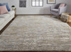 2' X 3' Brown And Gray Wool Abstract Hand Knotted Area Rug