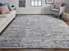 4' X 6' Blue And Gray Wool Abstract Hand Knotted Area Rug